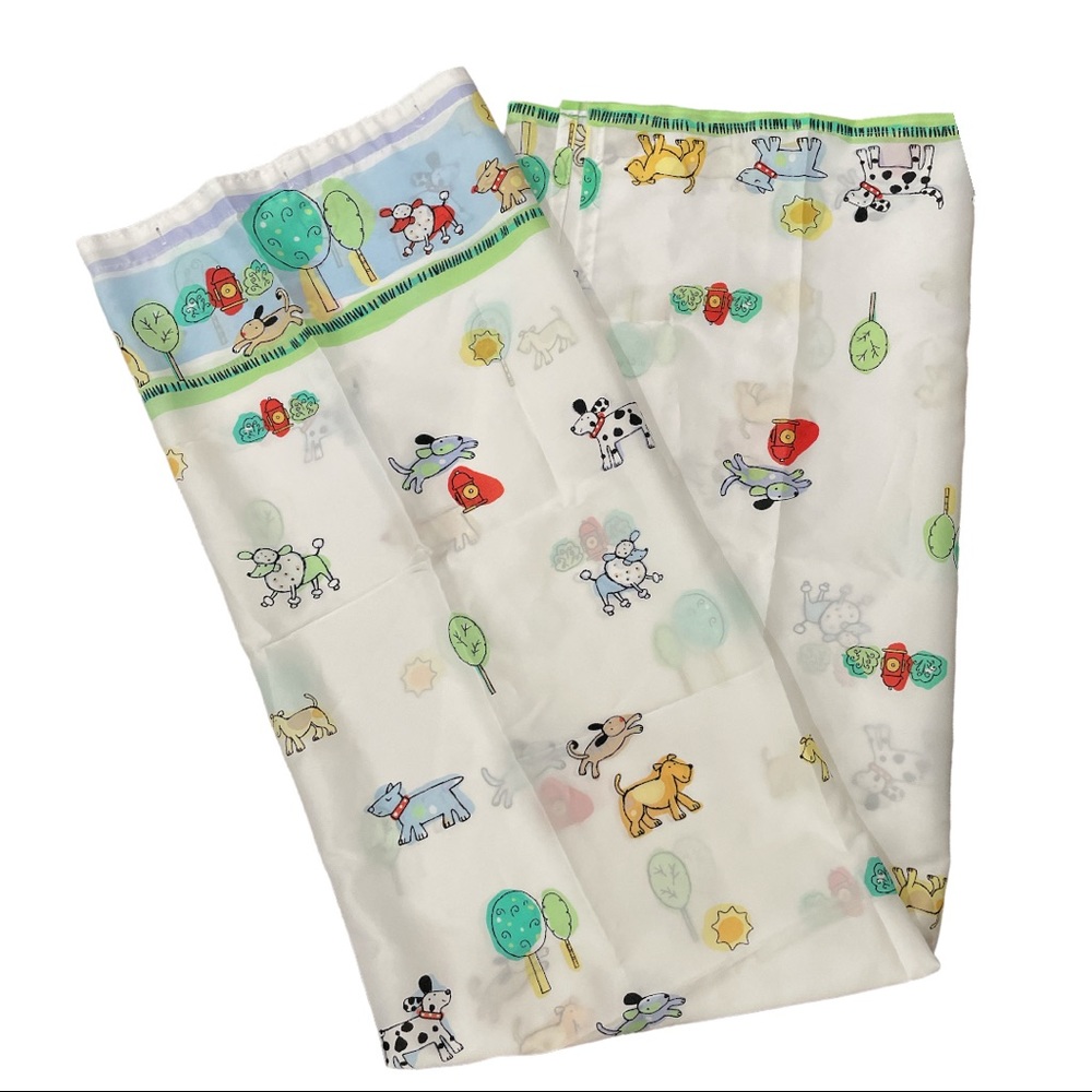 Playful Pups Shower Curtain With 11 Matching Shower Hooks. 70” x 70”